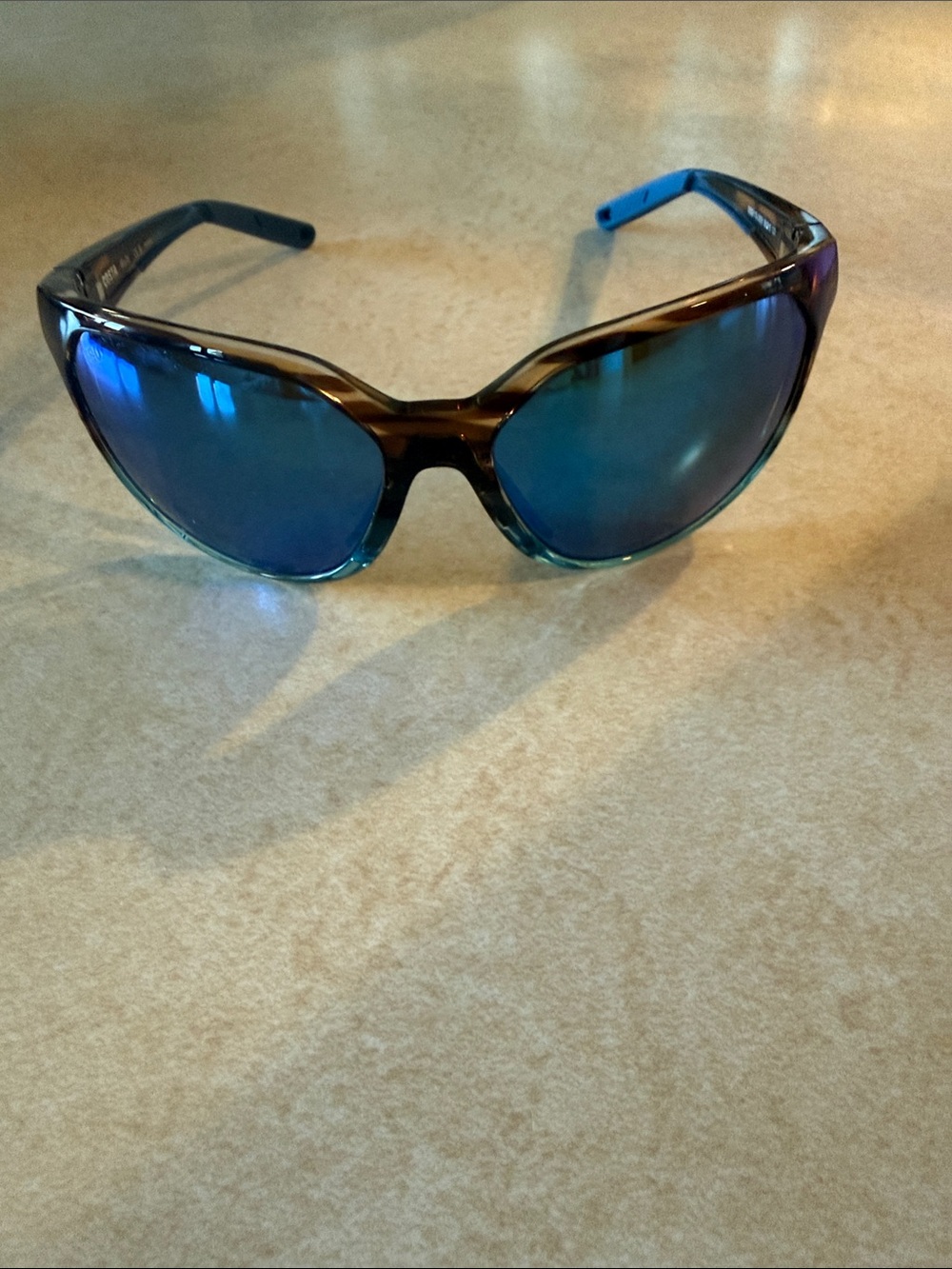 Costa Women's Sunglasses Blue Mirrored Lenses Brown Frame